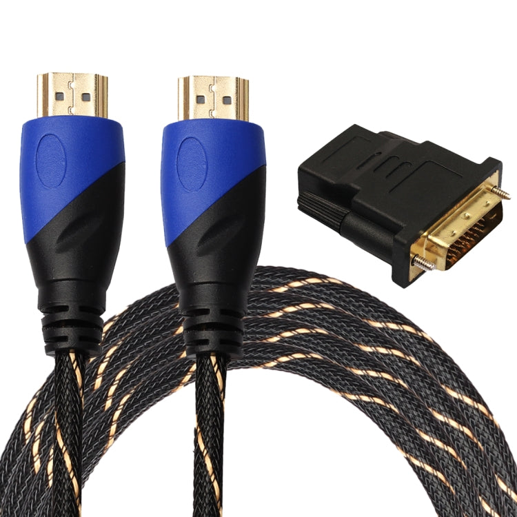Cavo adattatore per connettore audio video HDMI maschio a HDMI maschio da 3 m HDMI 1.4 versione 1080P intrecciato blu testa nera con set di adattatori DVI, 3m with DVI Adapter Cavo adattatore per connettore audio video HDMI maschio a HDMI maschio da 3 m HDMI 1.4 versione 1080P intrecciato blu testa nera con set di adattatori DVI, 3m with DVI Adapter